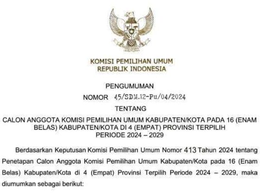 Ini Dia Komisioner KPU 11 Kabupaten & Kota di Maluku